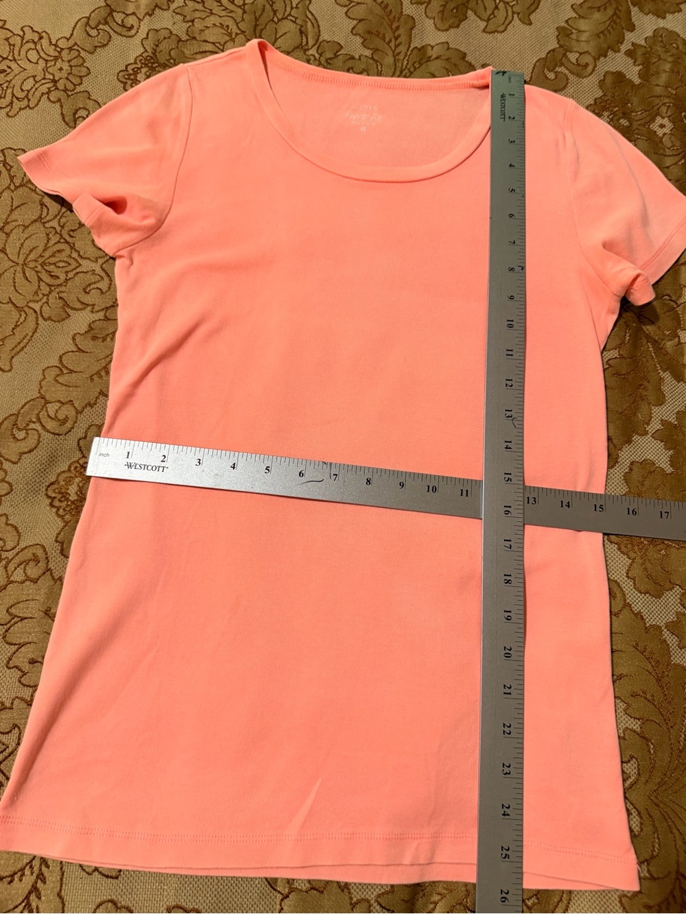 J. Crew Perfect Fit Cotton Short Sleeve Crew Neck Tee, Peach Color, Sz M - Picture 8 of 10